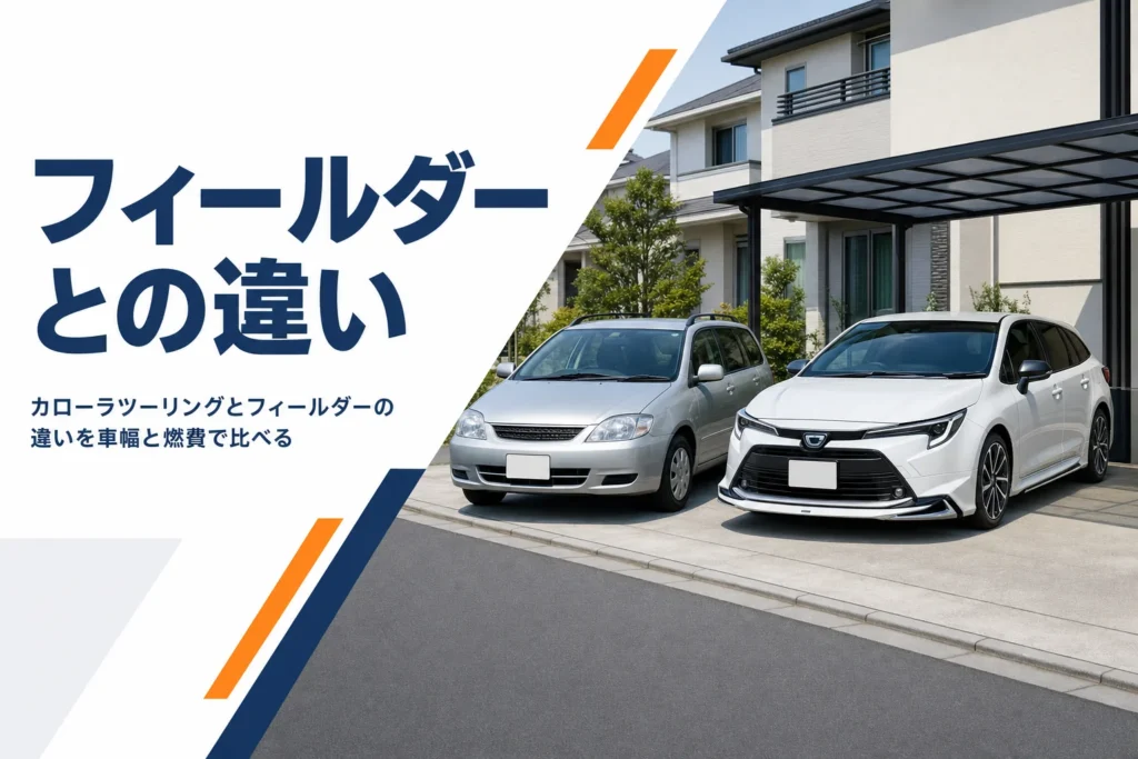 車庫の前に並んだ2台のステーションワゴン