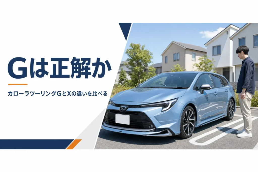 住宅街に停まるブルーのステーションワゴン