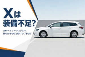 駐車場に停まる白いステーションワゴン