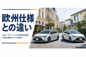 ヨーロッパの街角と日本の住宅街に停まったステーションワゴン