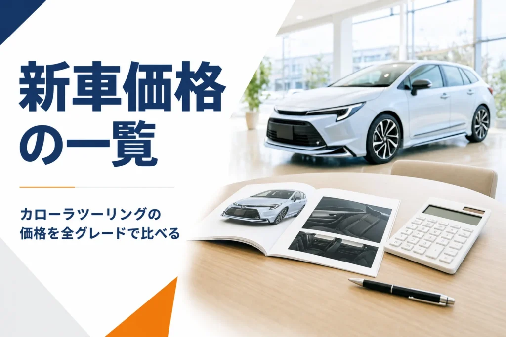 商談テーブルに置かれた車のカタログと電卓