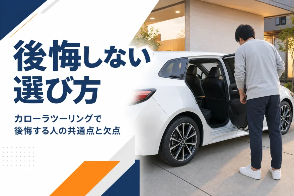 駐車場でステーションワゴンの後部座席を確かめる人