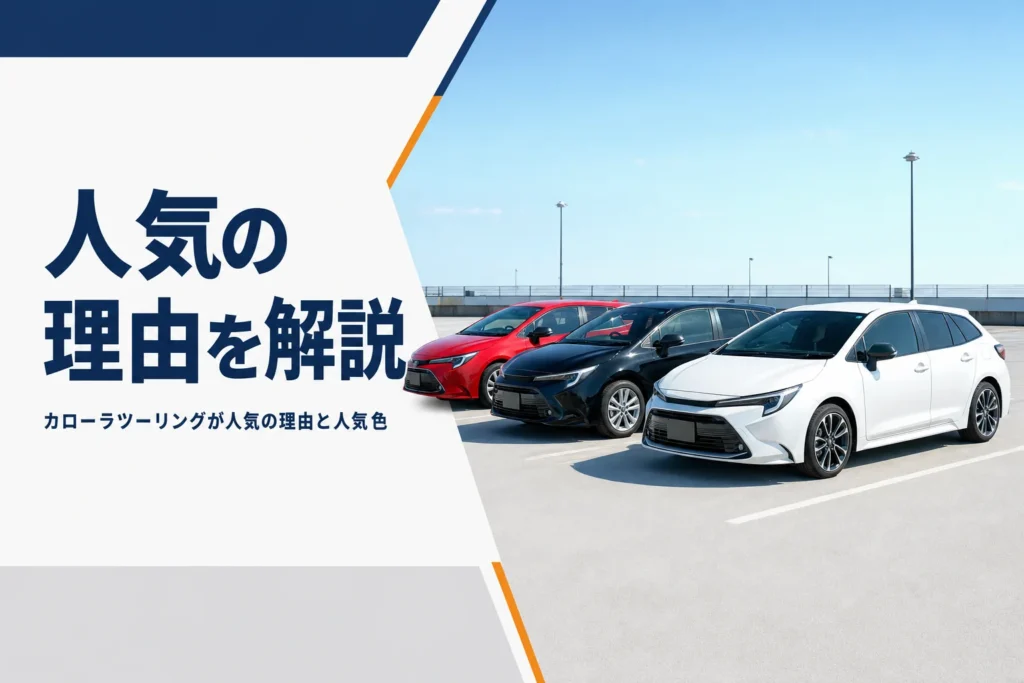 駐車場に並ぶ白と黒と赤のステーションワゴン
