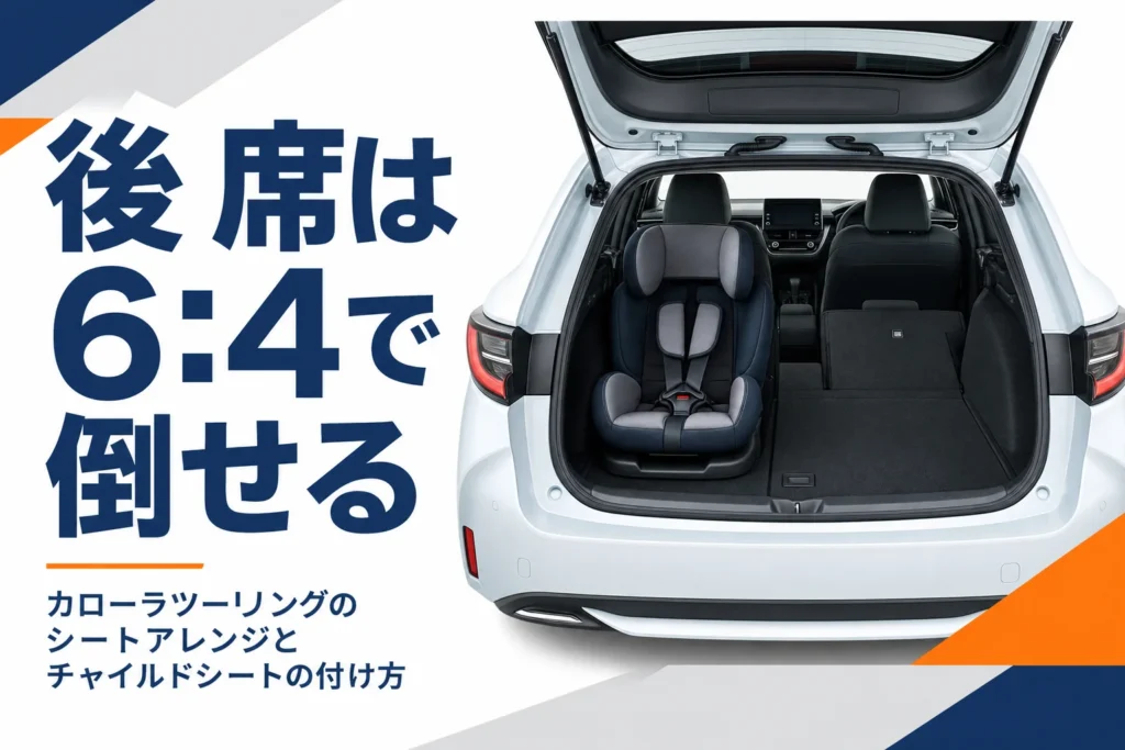 片側の後席を倒した荷室とチャイルドシート