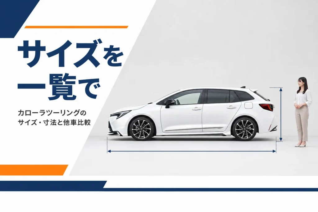 真横から見たステーションワゴンと寸法線