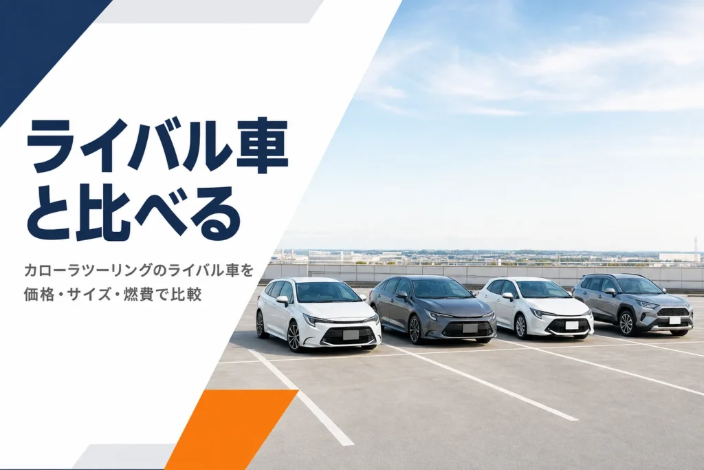 駐車場に並んだワゴン・セダン・ハッチバック・SUV