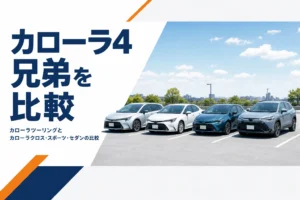ワゴン・セダン・ハッチバック・SUVの4台が並ぶ様子