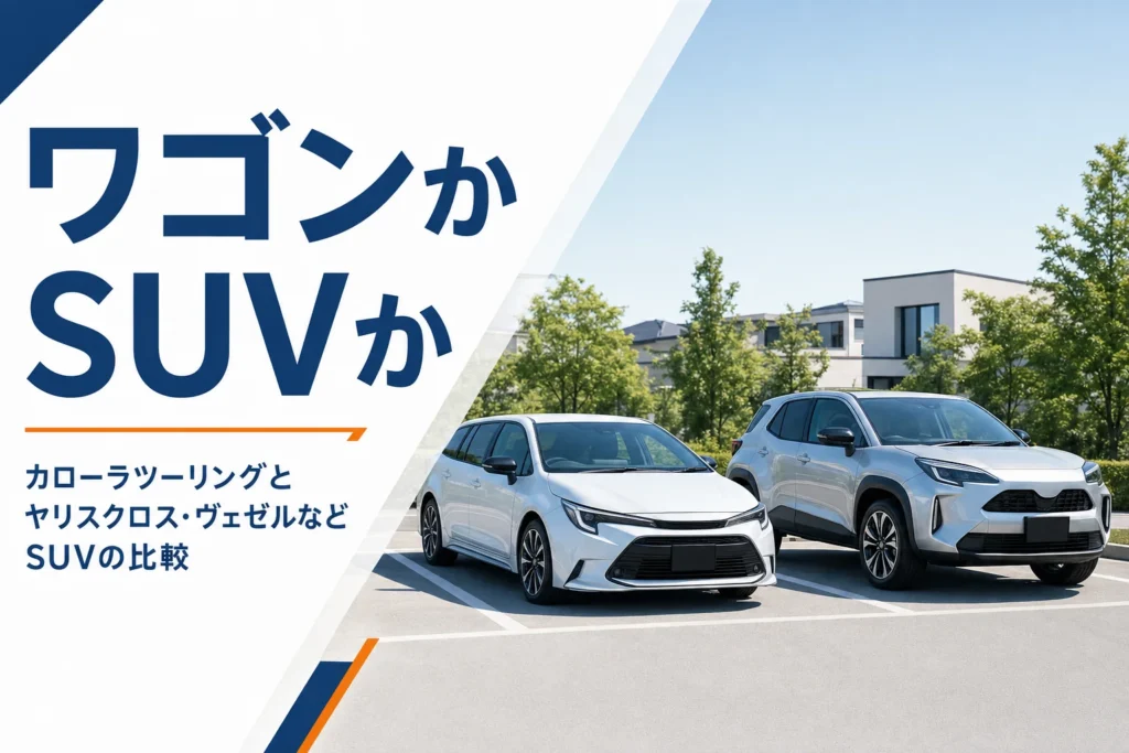 ステーションワゴンとコンパクトSUVが並んで停まる様子