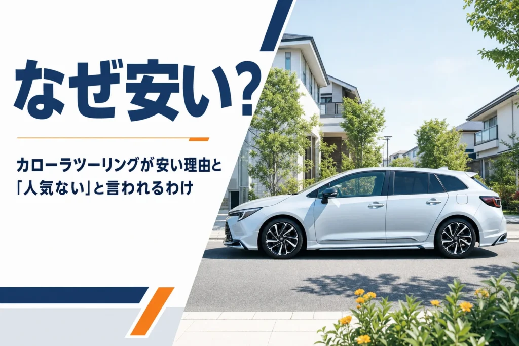 住宅街の道に停めたカローラツーリングを横から見た様子