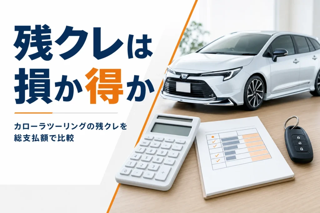 電卓と支払い計画のメモと車のキー